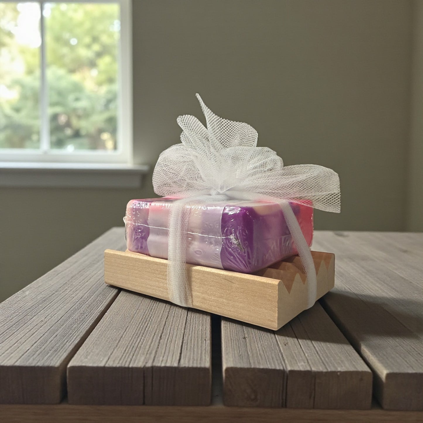 Soap & Wooden Soap Tray Gift Set